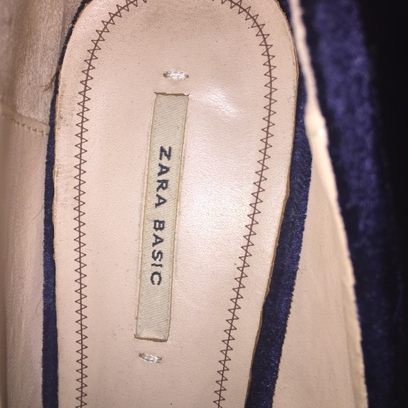 🌷Zara Midnight Blue Velvet Chunky Heel Pump 39🌷 - Picture 8 of 13